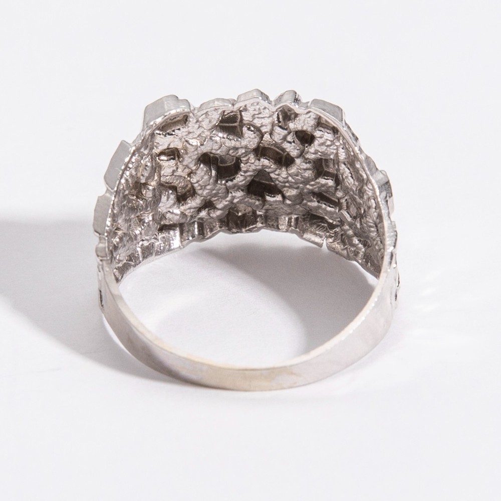 SOLID 10K Gold Large Square Nugget Ring Yellow White Rose Gold