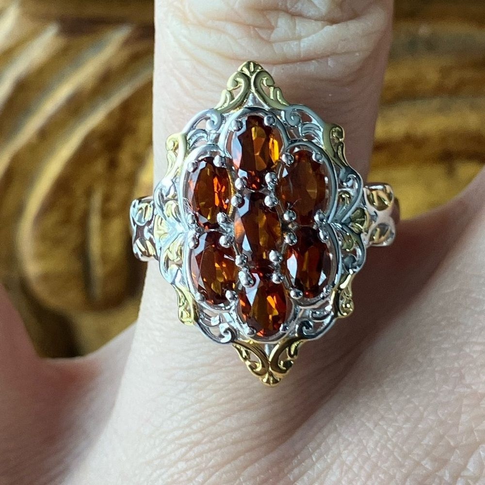 Natural Cherry Citrine Sterling Silver Ring Size 7