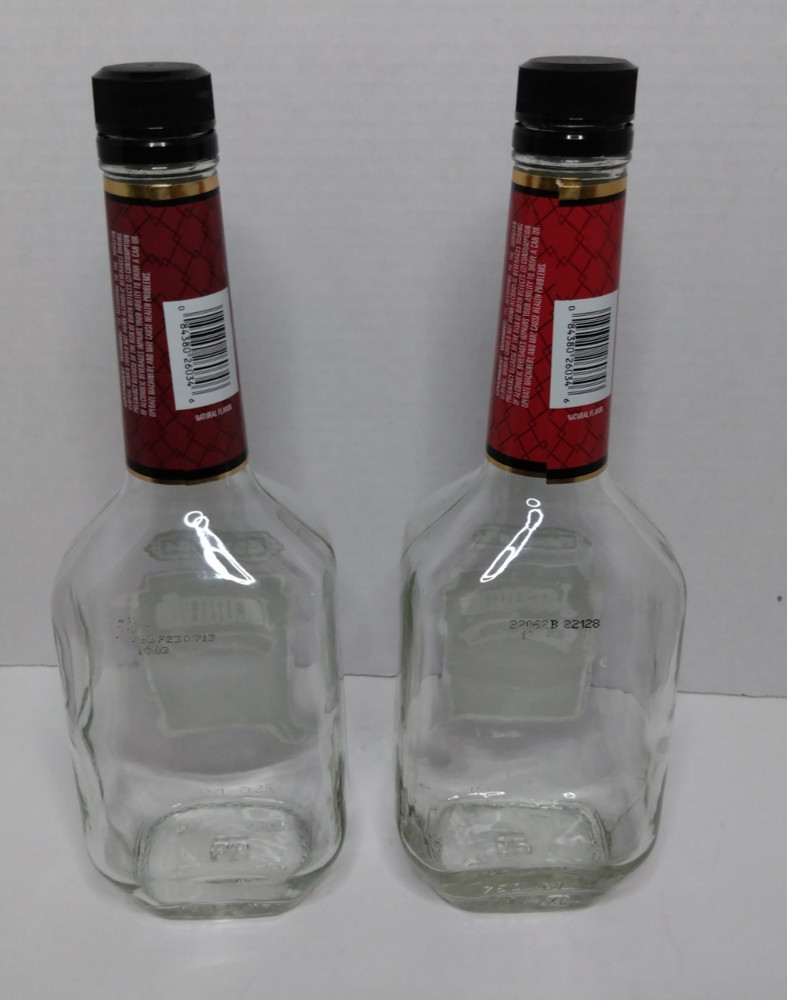 Jacquins Cherry Brandy 2 Clear Empty Glass Bottles