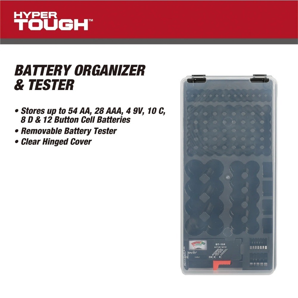 Universal AA AAA Battery Organizer and Storage Case with Power Tester for