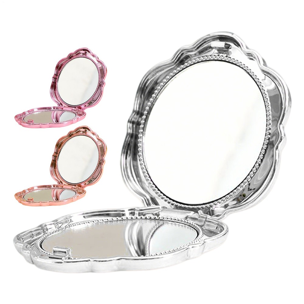 Compact Mirror Flower Shape Double Sided Looking Glass Magnification awesome