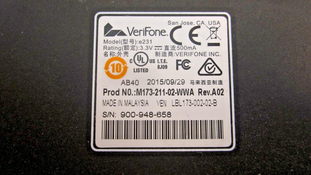 Verifone e231 M173-221-02-WWA Payware E231 Mobile Case Reader For Tablet