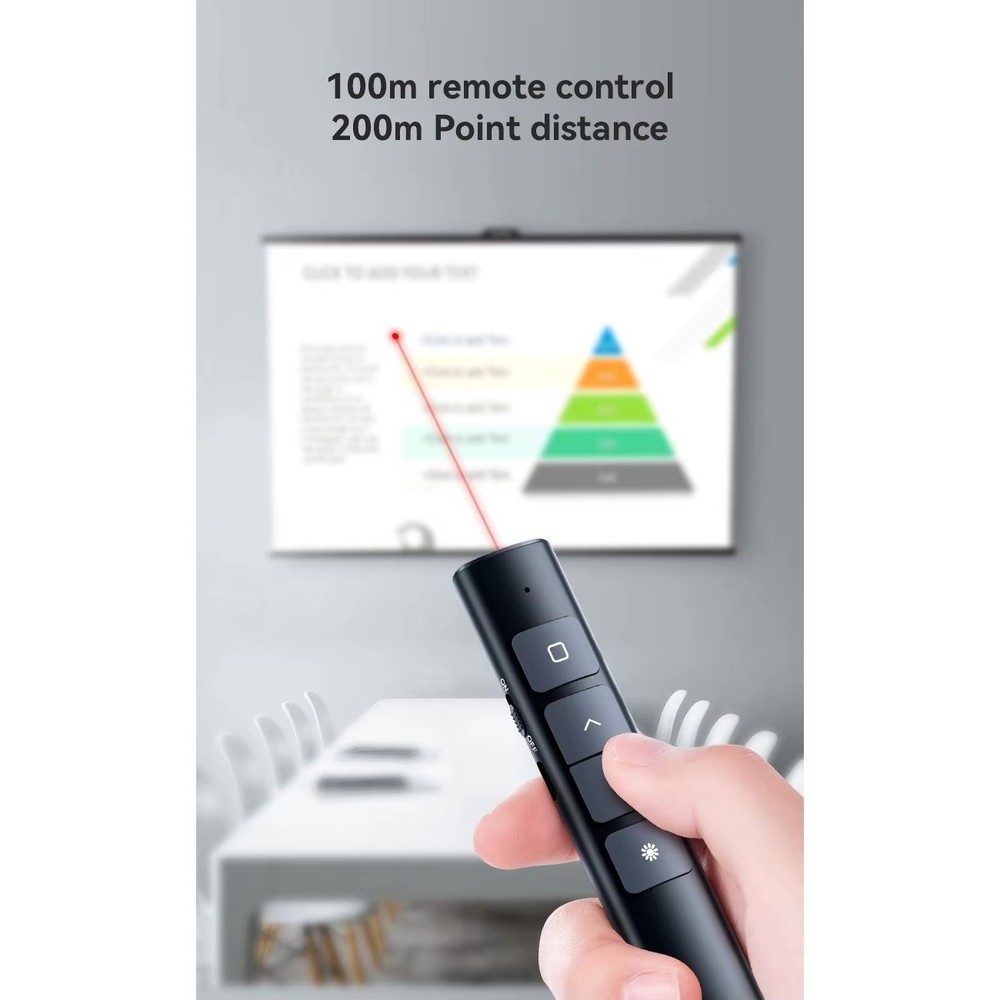 2.4 GHz Wireless Presenter with Red Pointer RF Remote Control Rechargeable Black