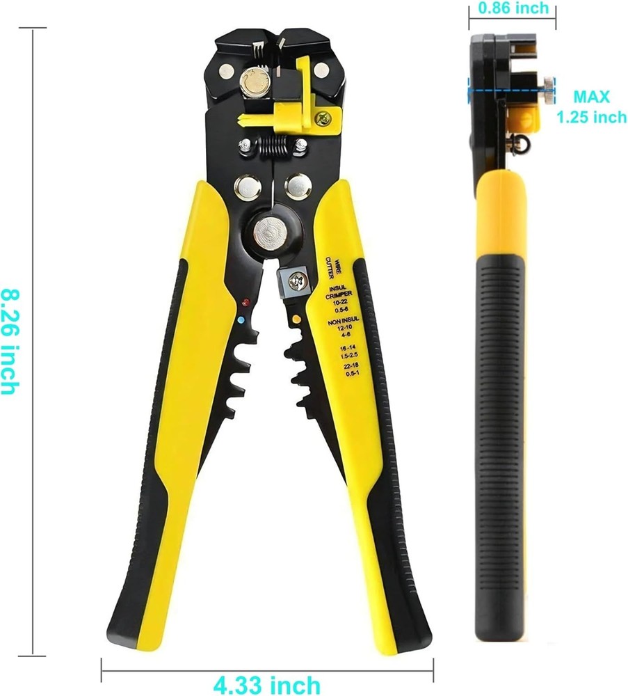 8" Self-Adjusting Insulation Wire Stripper cutter crimper Terminal Tool Pliers