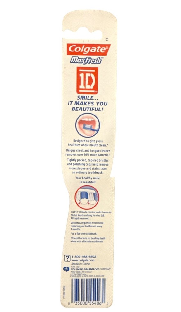 Colgate MaxFresh 2012 1D ONE DIRECTION Purple & Black Soft Bristle Toothbrush