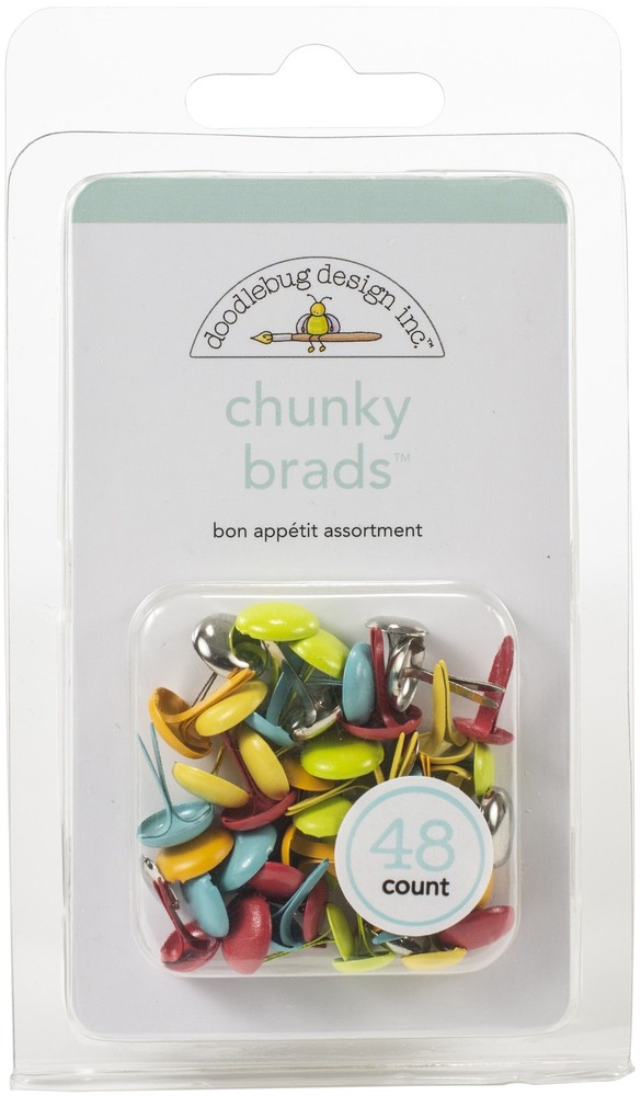 Doodlebug Chunky Brads 48/Pkg-Bon Appetit - 3 Pack