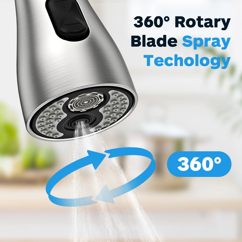 Kitchen Faucet Head Replacement 3 Modes with 17 Adapters, Pull Down Spray Hea...