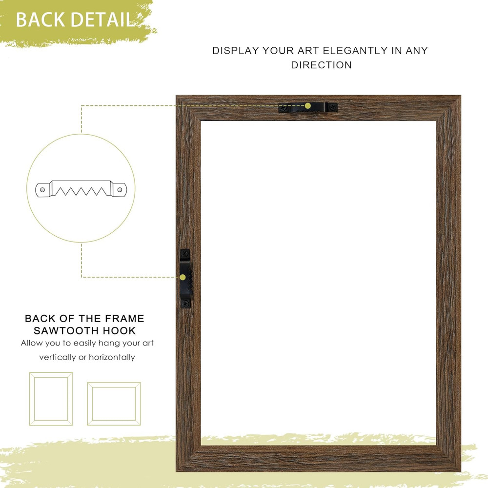 12X16 Canvas Floating Frame with 0.9" Deep, Brown Floater Frame for Canvas Paint