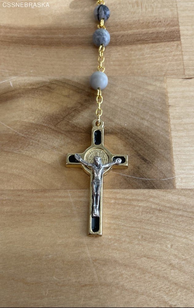 Rosary with black /grey stone