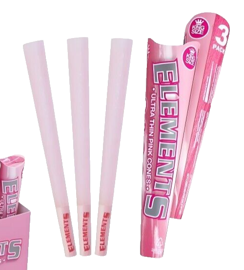 😎ELEMENTS PRE-ROLL PINK CONES🔥KING SIZE🔥4 PACKS 3 CONES PER PACK
