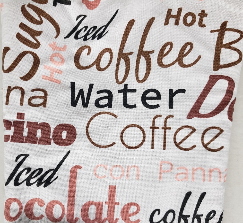 Printed Kitchen Large Oven Mitt(12") TYPES OF DRINKS,COFFEE & TEA,brown back, HS