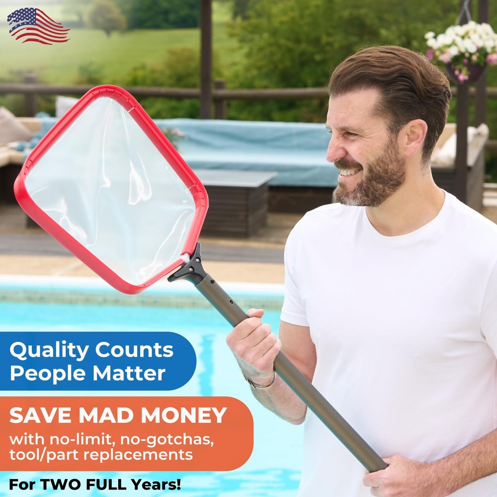 ProTuff Flat Pool Skimmer Net – 2 Year Unconditional Free Replacement R