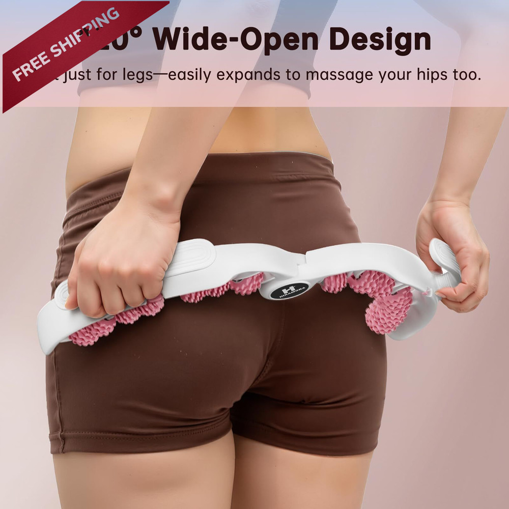 Hikamora Cellulite Massage Tool, Manual Roller, Contoured & Pink