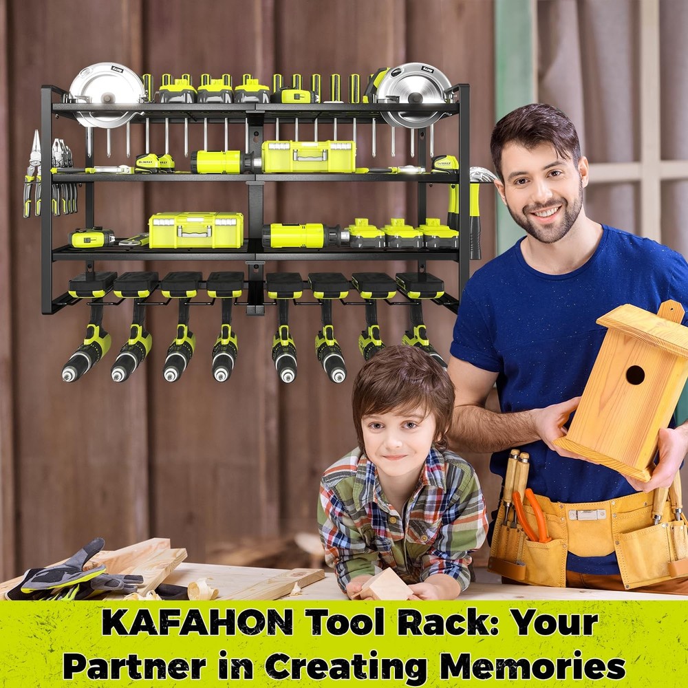 Heavy Duty Power Tool Organizer with Drill Holder Wall Mount & Tool Storage