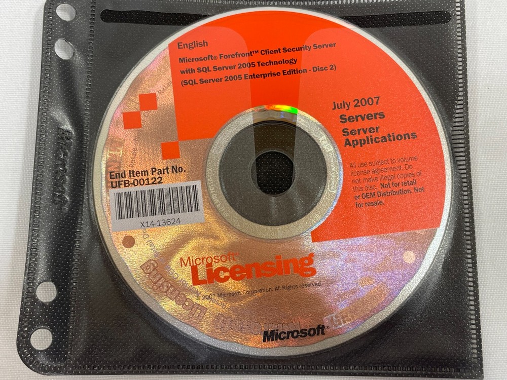 Microsoft Forefront Client Security Server w/ SQL Server 2005 Tech Windows DVD