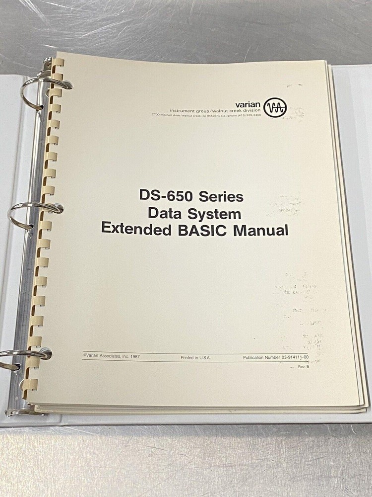 Varian DS-650 Data System Extended Basic - Users Guide / Instruction Manual