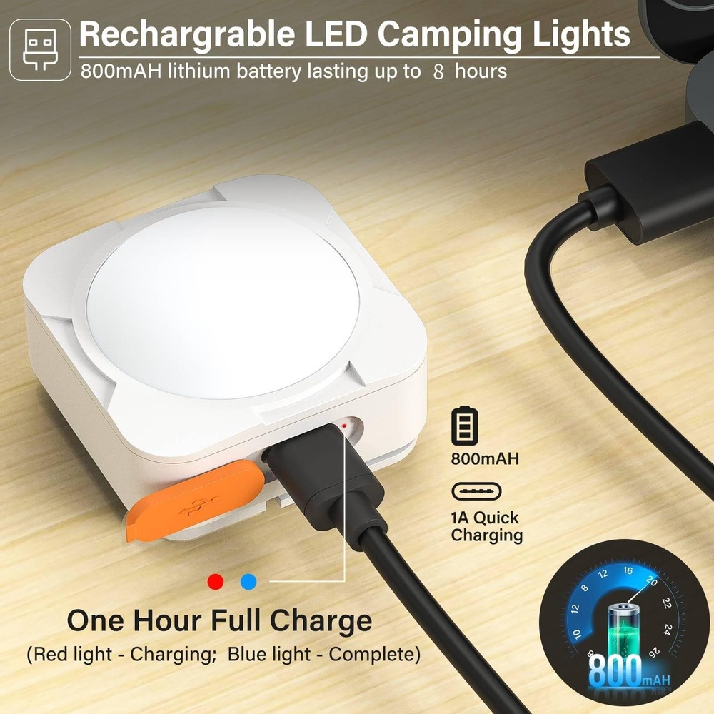 Rechargeable Camping Lights FLY2SKY 2Pcs White Tent Mini 2 Pcs,