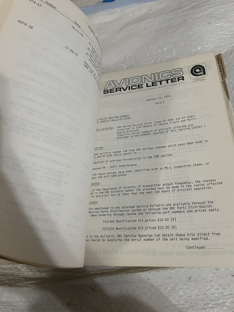 cessna 1974 service information summary Manual Book
