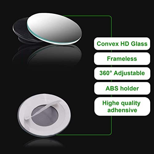 Blind Spot Mirror, 2-Pack Round 360° Adjustable Convex Side Mirrors, Universal