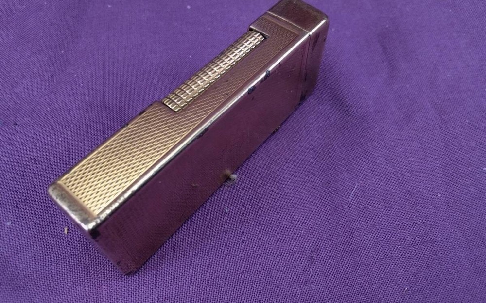 Dunhill Rollagas Early Model Gas Lighter Gold Barley Pattern Working