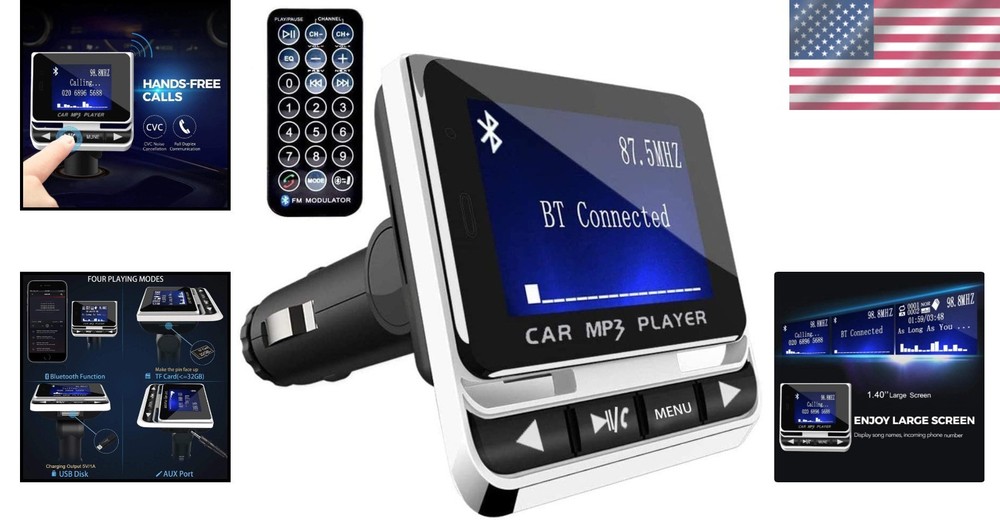 CVC Noise Suppression Bluetooth FM Transmitter - Crystal Clear Handsfree Calling