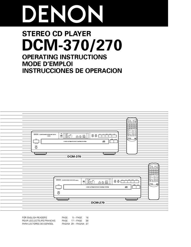 Denon DCM-370 CD Player Owners Manual