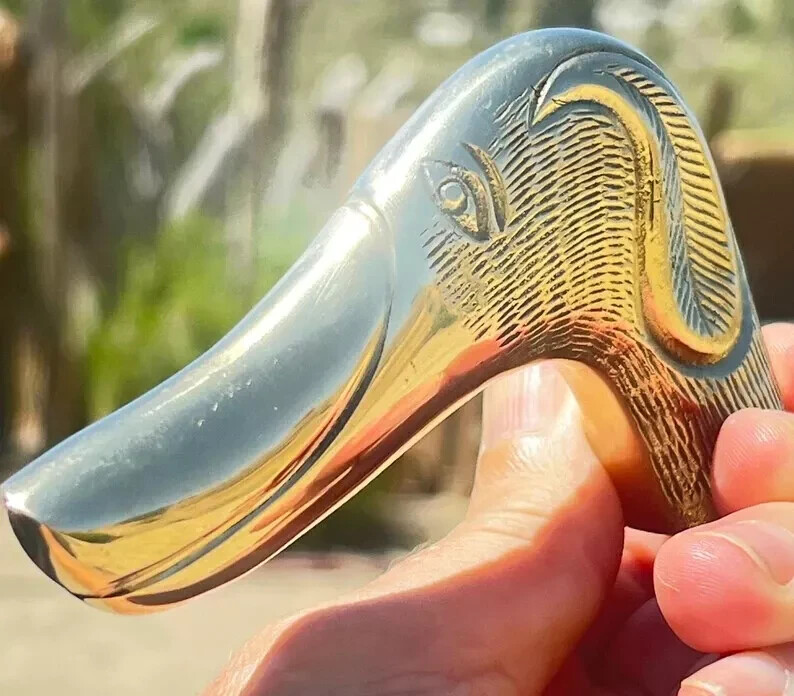 Handmade Dog Head Shaped Brass Walking Stick Handle