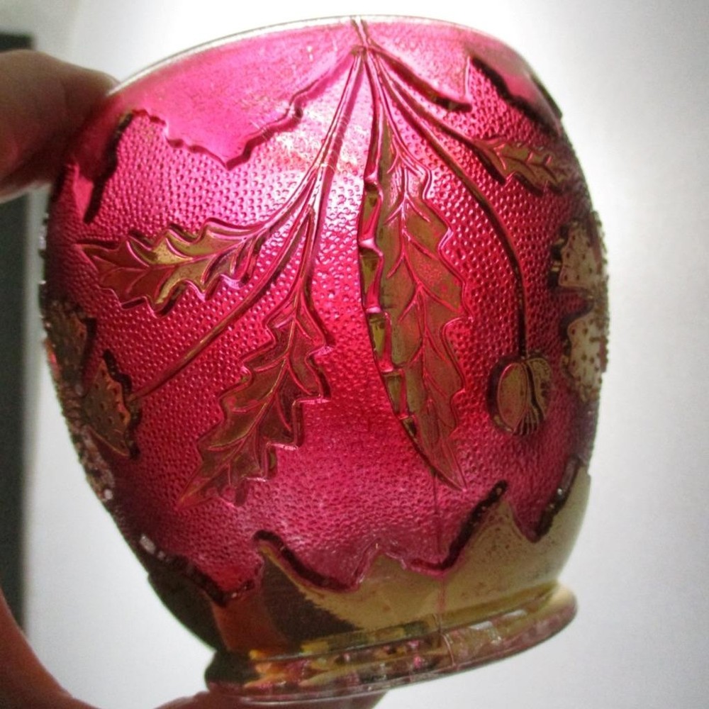 DELAWARE eapg Ruby Stained JAR - Antique PICKLE CASTOR - 7" long FORK