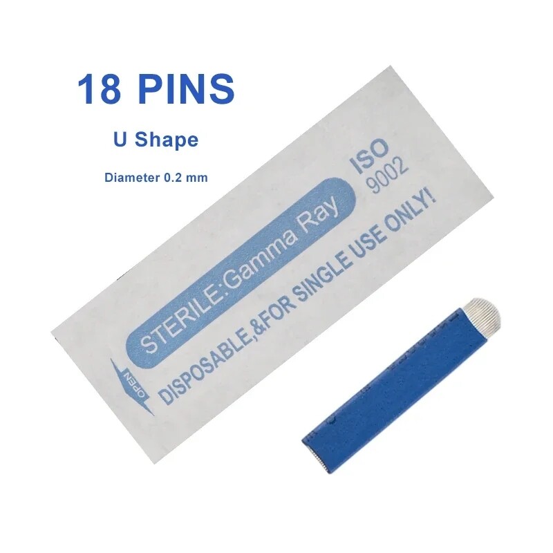Permanent Makeup Tattoo Needles Manual Eyebrow Microblading 18 U-Shape Needles