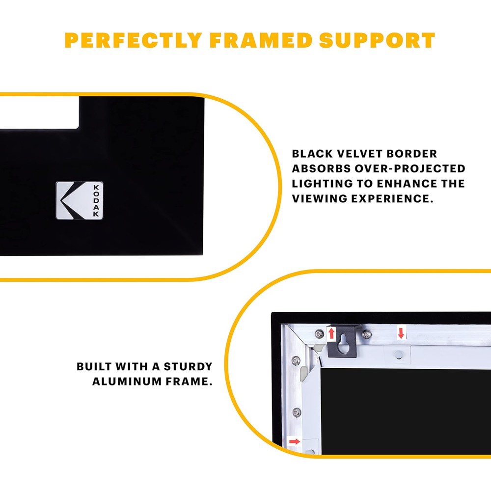 Kodak 120" Fixed Frame Projector Screen, Wall Mounted Projection Screen