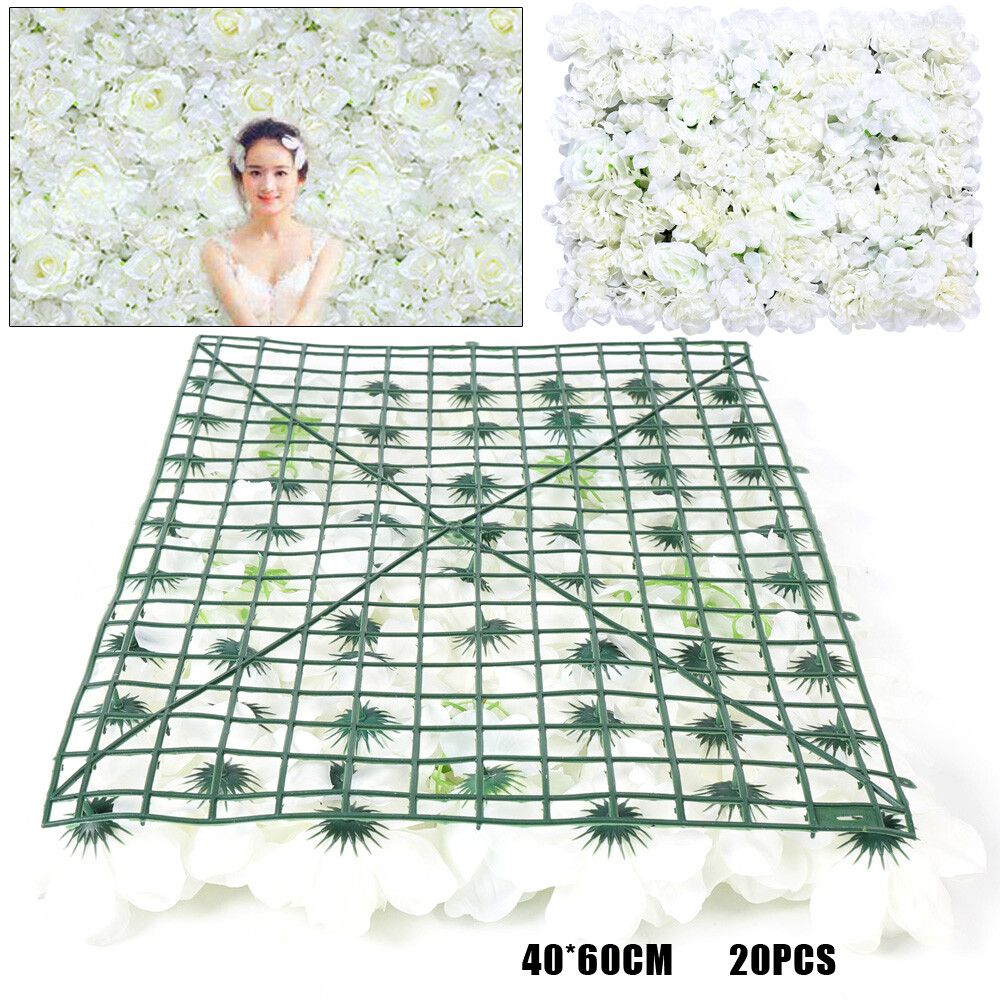20x Artificial Silk Flower Wall Panel Wedding Party Stage Background Decoration