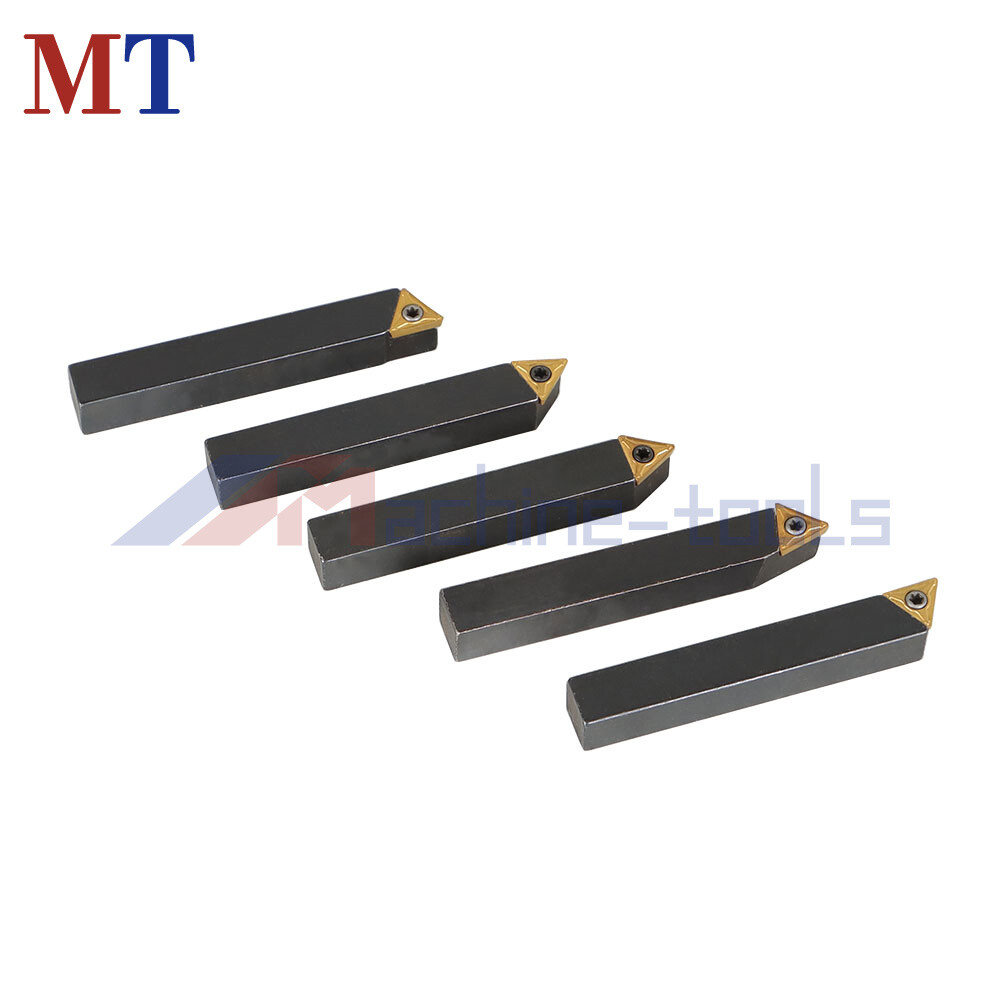 5 Pack 3/8" Lathe Indexable Carbide Insert + Turning Tooling Bit Holder Set