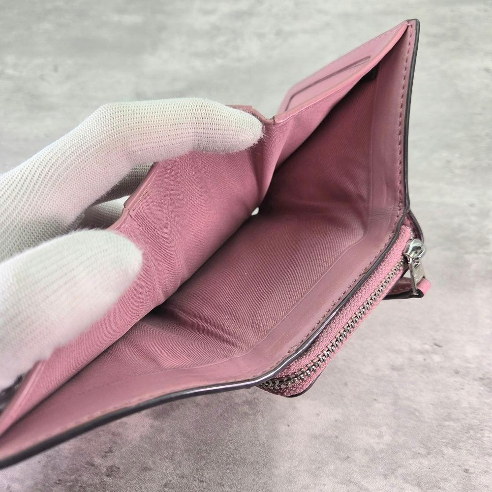 COACH Floral Print Leather Tri-Fold Wallet