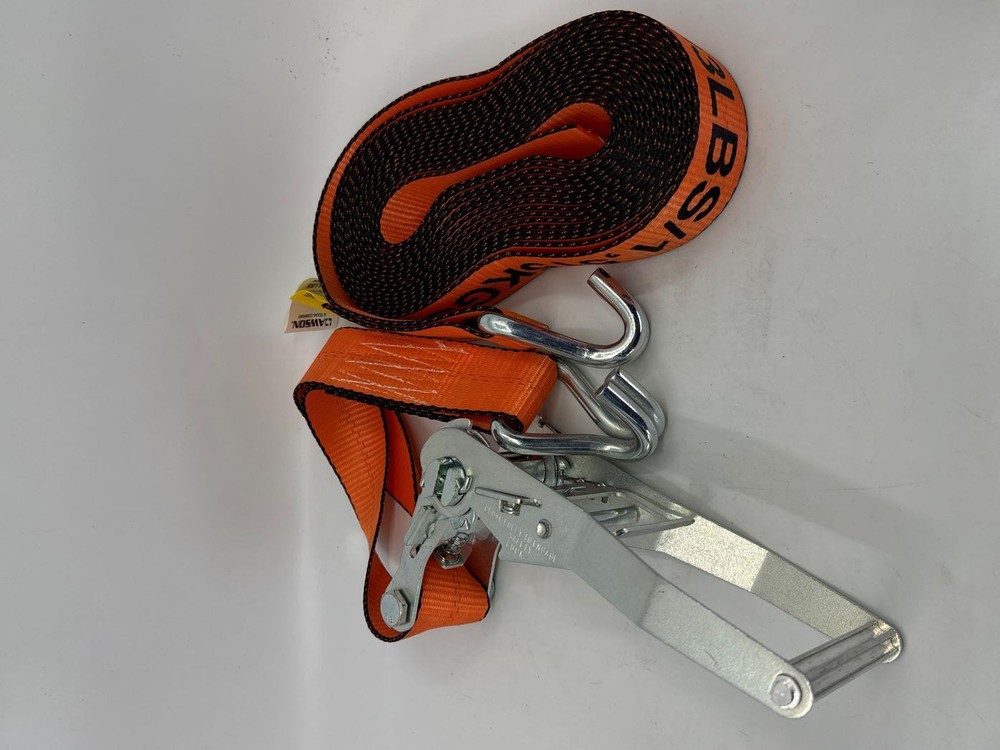 2”X30’ Heavy Duty Long Handle Ratchet Strap with J-Hooks 2 Pack