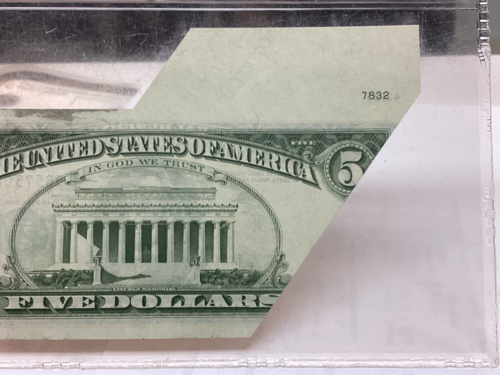 $5 1974 PMG 64 EPQ Fold Over Error-Large Error-Scarce-As Made Ink