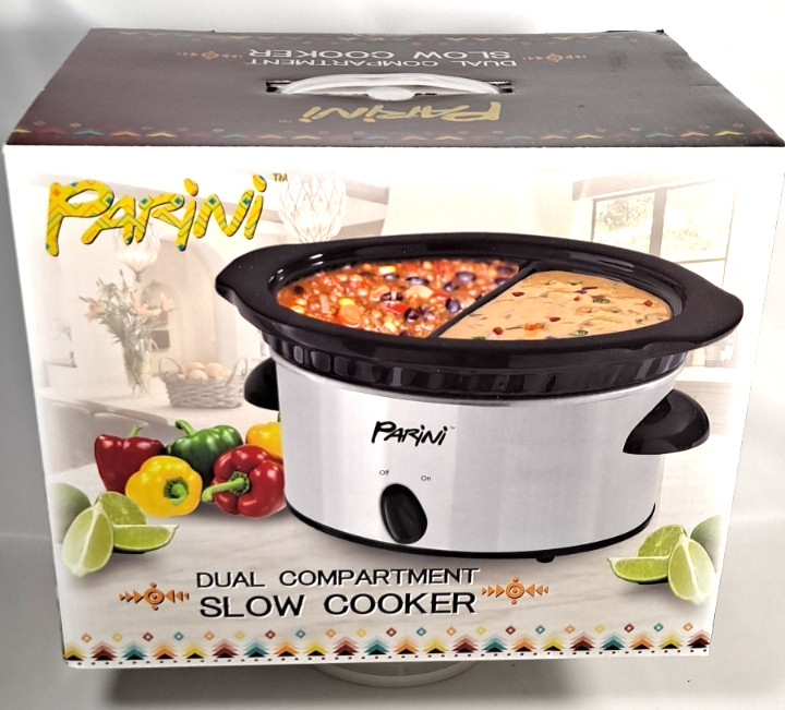 PARINI DUAL COMPARTMENT SLOW COOKER 2-16 OZ COMPARTMENTs.