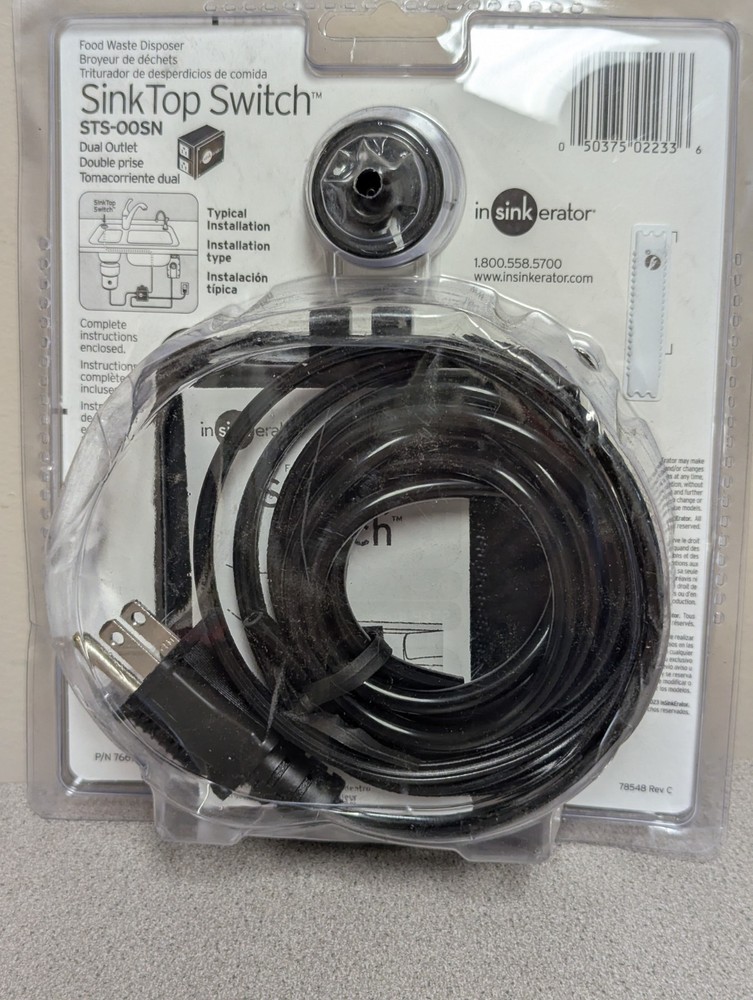 InSinkErator STS-OOSN SinkTop Satin Nickel Button Dual Outlet Switch