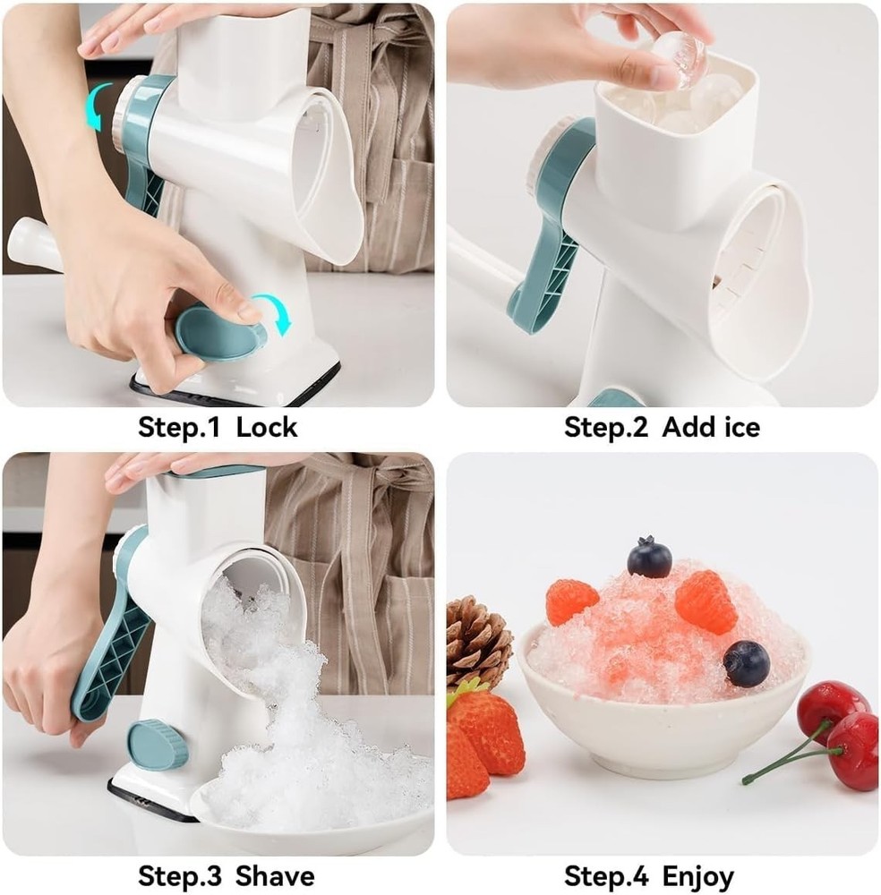 Rotary Ice Shaver with Suction Base - Effortless Snow Cone Creation