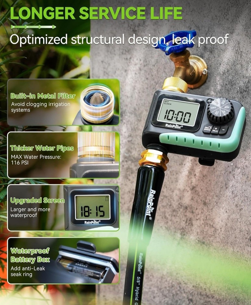 Rainpoint Sprinkler Timer With Brass Swivel