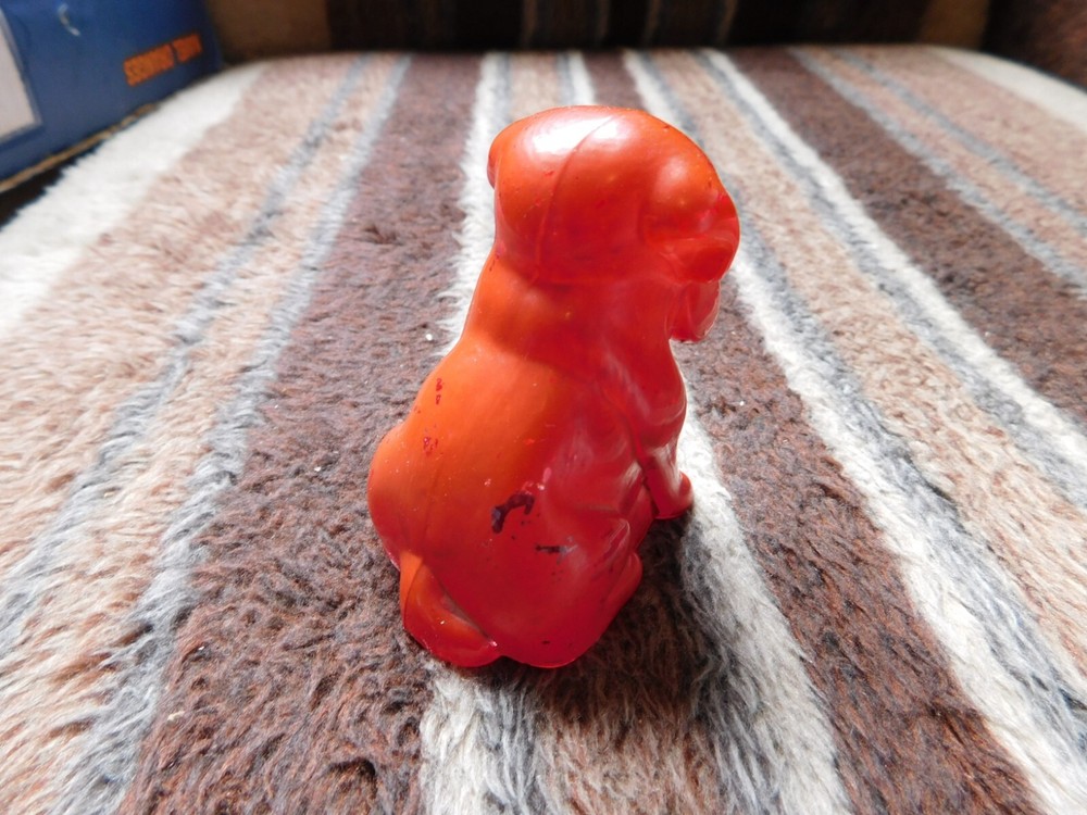 1940's Mopey Dog Glass Candy Container Painted Red
