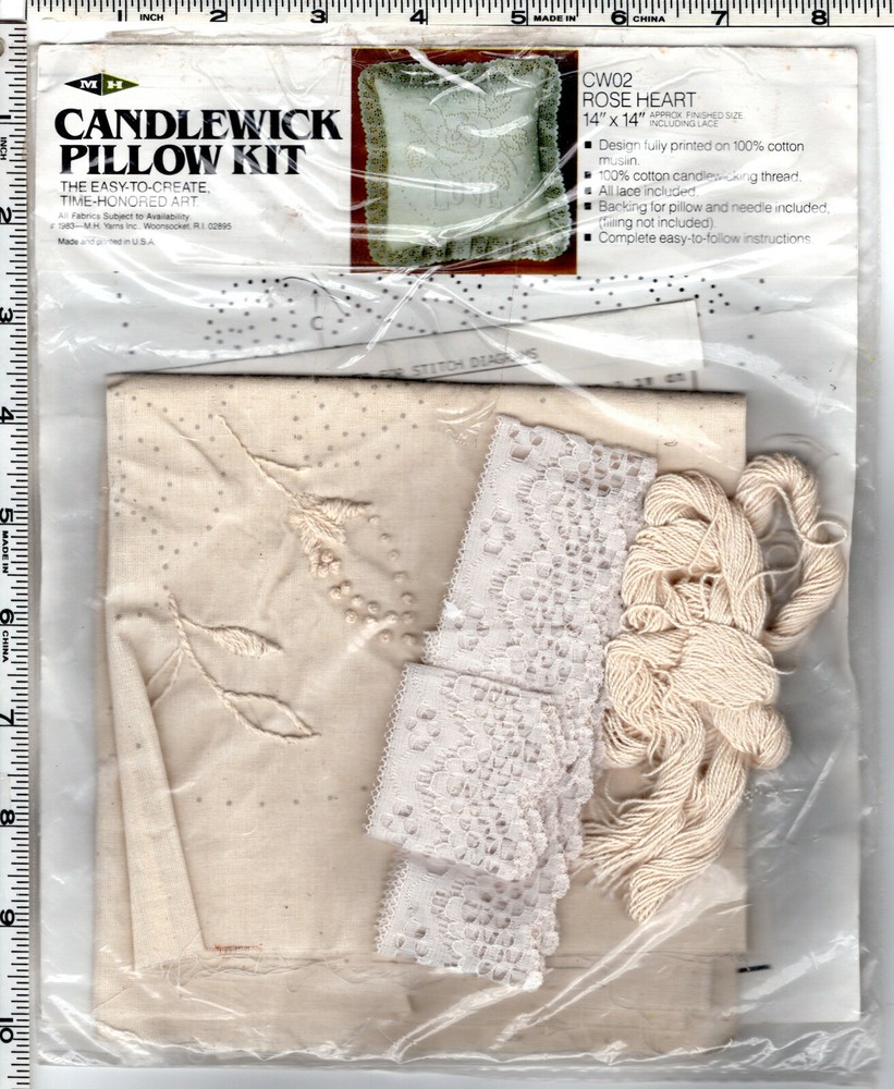 "Rose Heart" ©1983 M-H Candlewick Pillow Kit # CW02 Open Package Project Started
