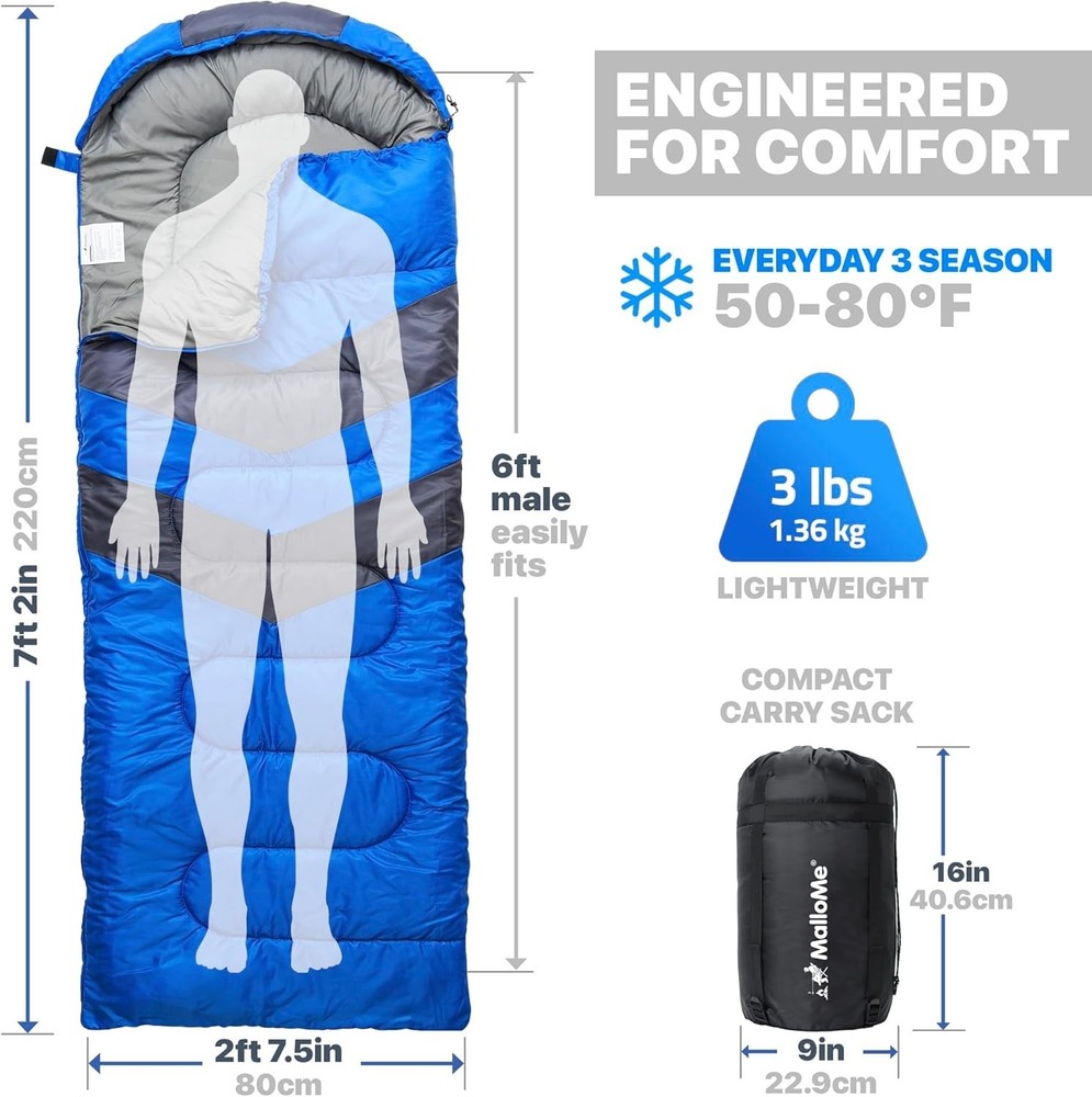 Versatile Rectangular Sleeping Bag – Lightweight Camping Essentials for All Ages