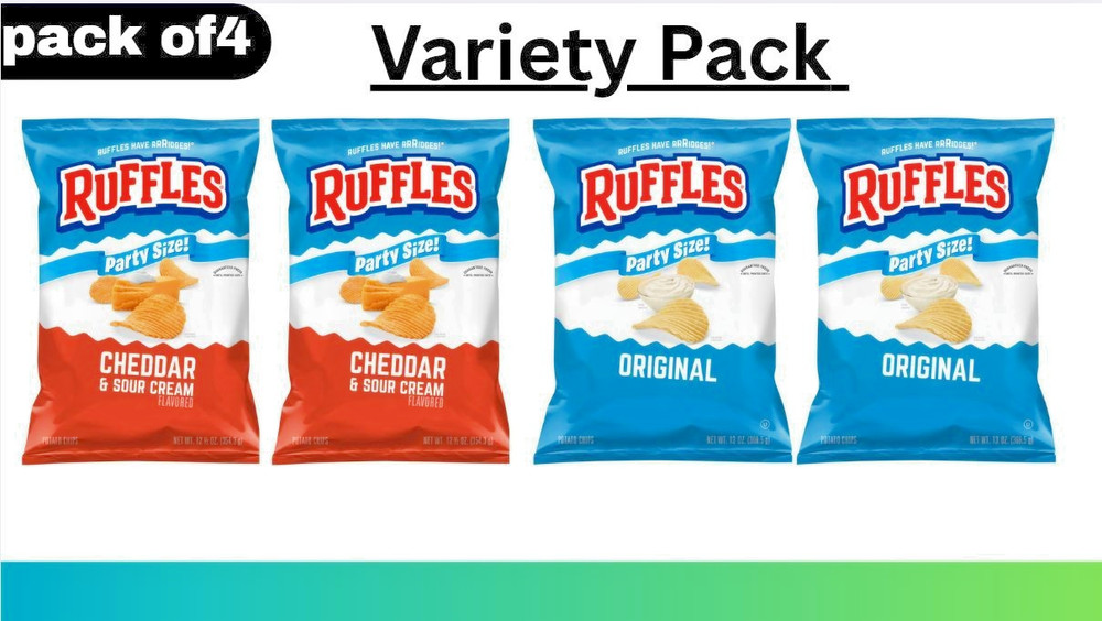 🥔🔥 Ruffles Party Size Chips Variety Pack – 4 Bags Bundle 🔥🥔