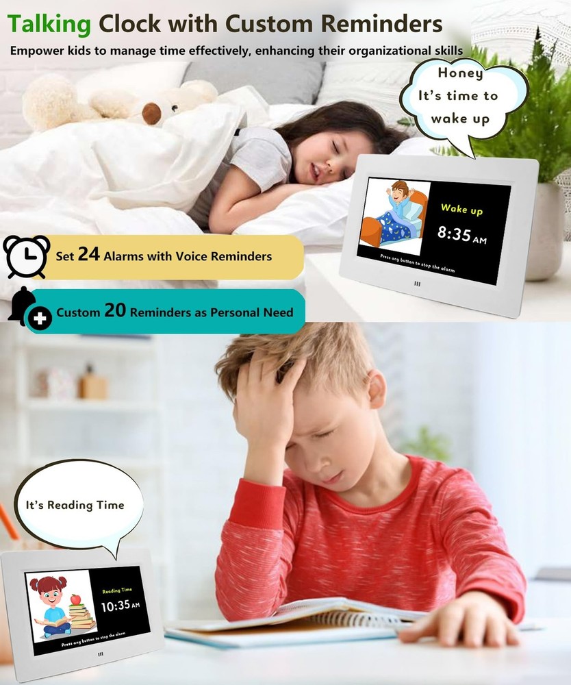 Véfaîî Digital Teaching Clock Talking Time, 24 Alarms Custom Remi