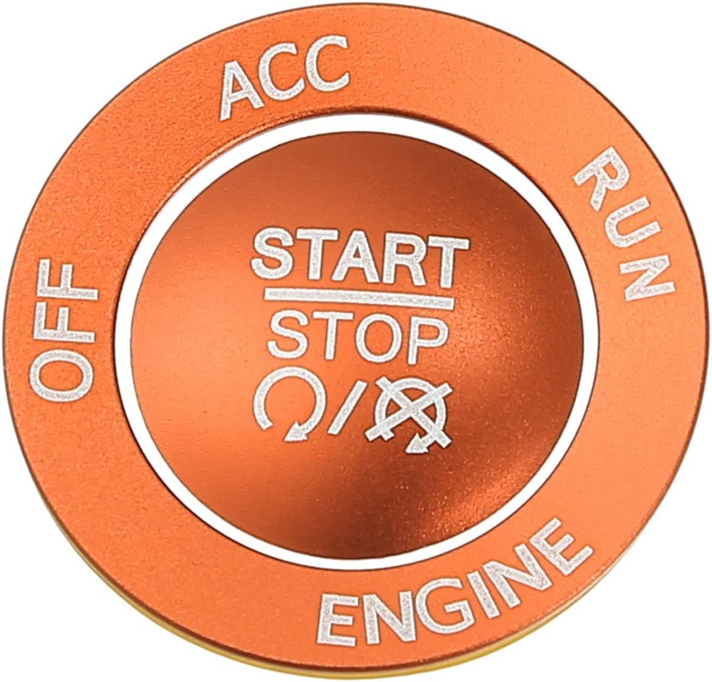 Engine Start Stop Button Cover Kit One Click Push Start Button Trim Orange