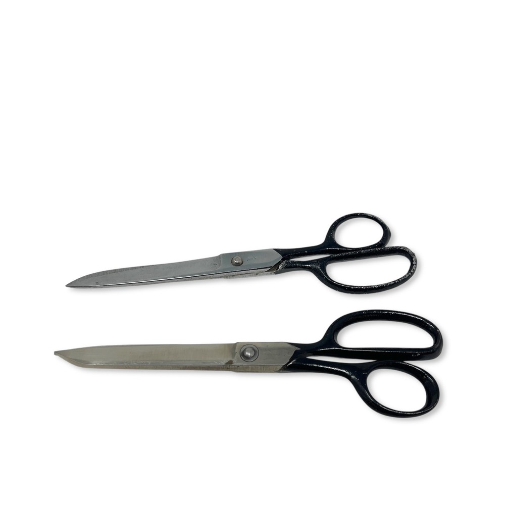 Vintage Style Tailor Shears Lot, Black Handle Sewing Scissors, 2 Pcs