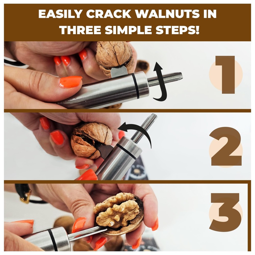 AVANTPART Walnut Cracker tool with Pick Stainless Steel Standard, Silver