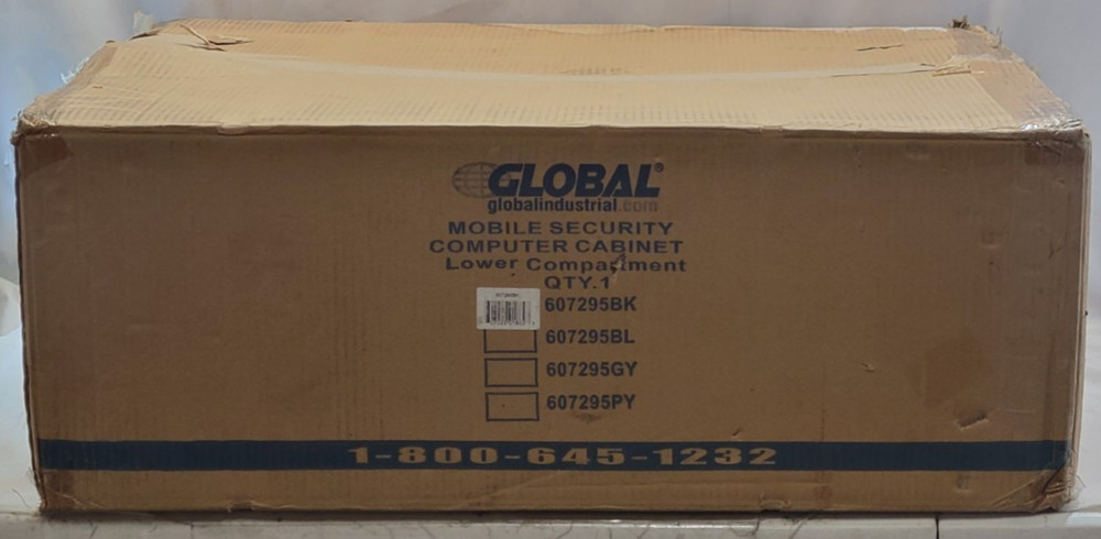 NEW - Global Ind. Mobile Security Computer Cabinet Lower Compartment 607295BK