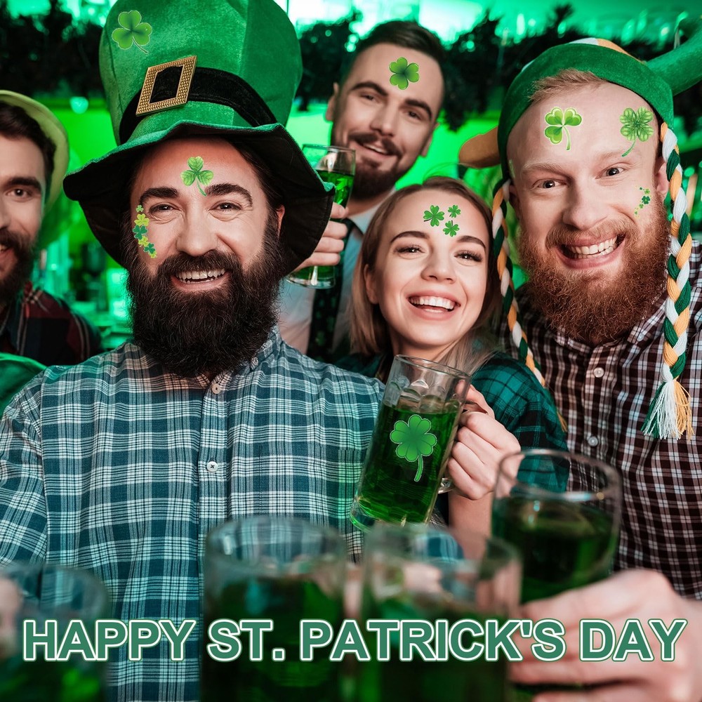 St. Patrick‘s Day Shamrock Temporary Tattoos & Medium, Green & Dark