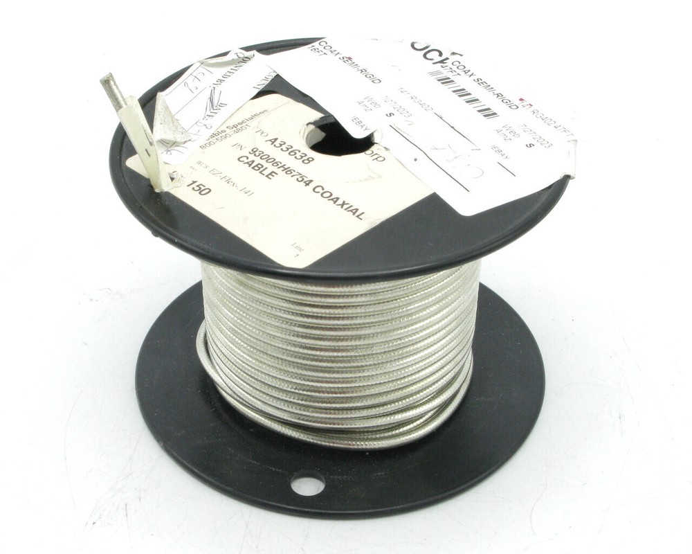 RG402, Silver-Coated Copper PTFE Coax Cable, Silver, 47ft